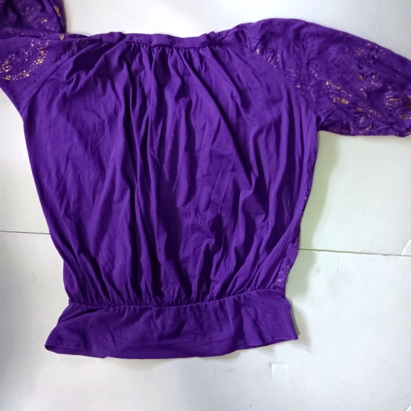 GIANNI BINI szS purple and gold short sleeve shirt - Picture 7 of 9